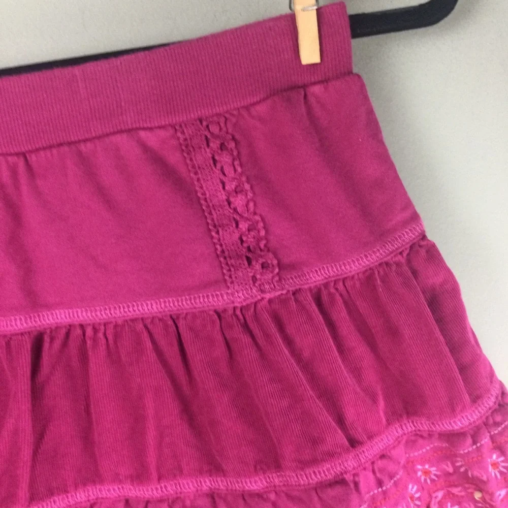 Naartjie Kids Corduroy Embroidered Beaded Tiered Pink Skirt Size 9